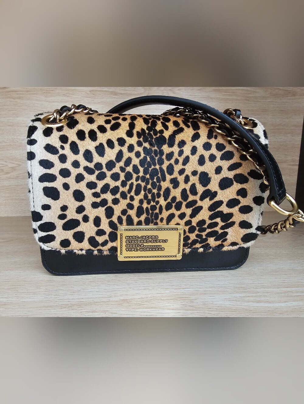 Marc Jacobs The Plaza Leopard Print Leather Bag In Multi Suede.
